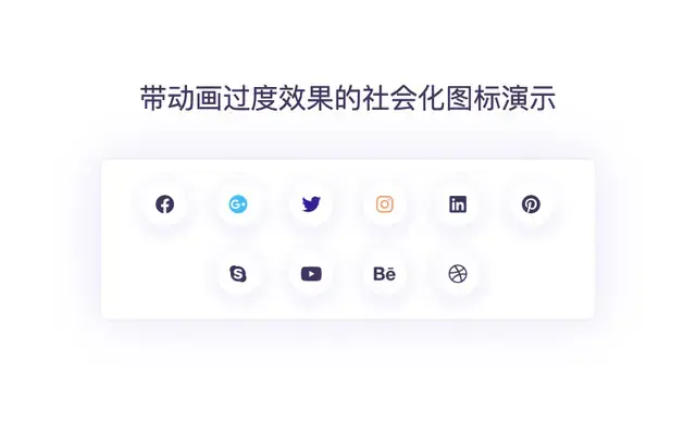 带动画过度效果的社会化图标演示