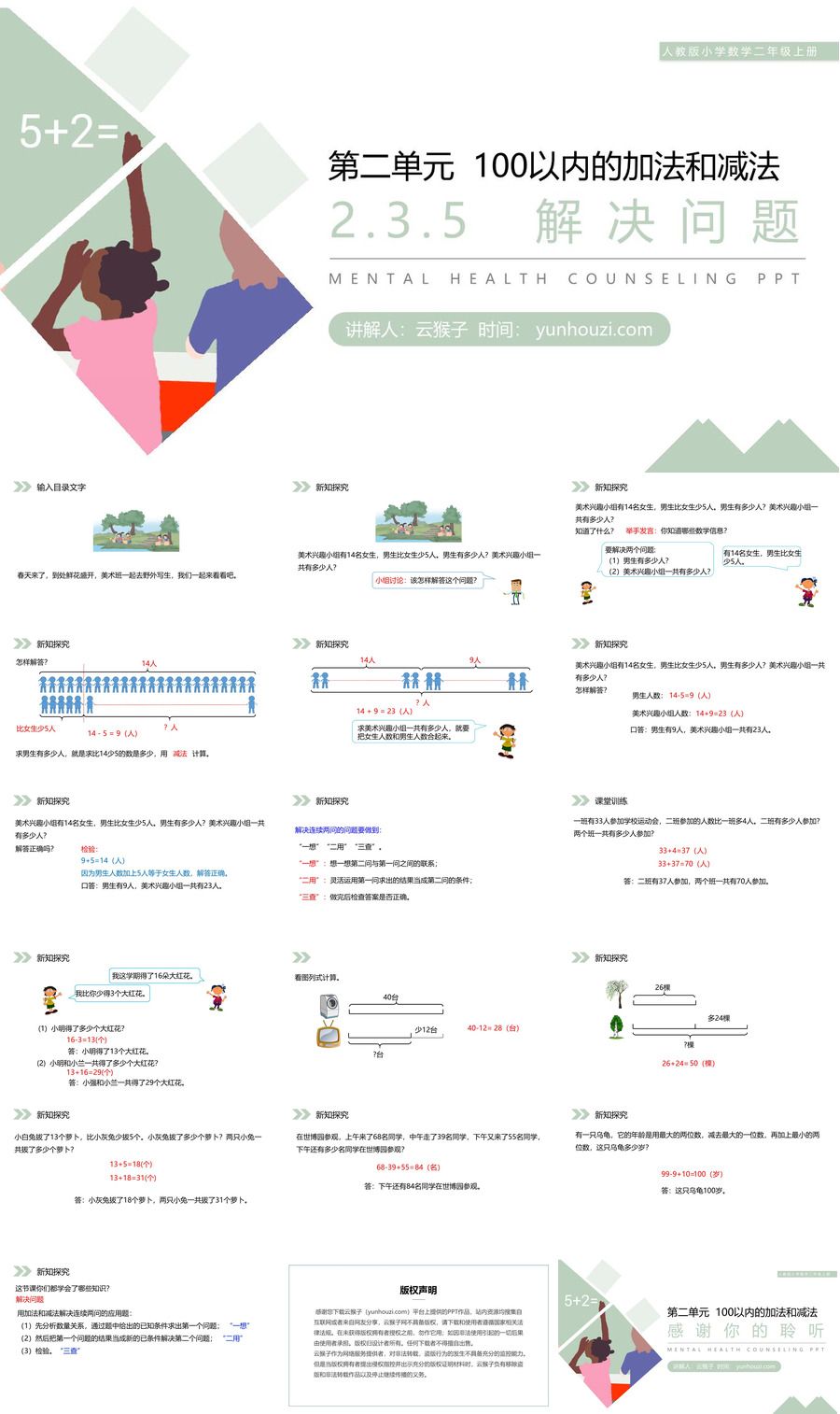 《解决问题》人教版小学数学二年级上册PPT课件（第2.3.5课时）,《解决问题》人教版小学数学二年级上册PPT课件（第2.3.5课时）.jpg,人教版小学数学二年级上册,PPT课件,解决问题,第1张
